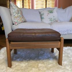 Frem Rojle for Poul Volther foot stool 1950 teak Rare item , original cushion .