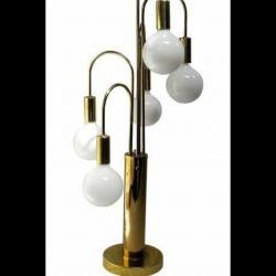 Brass table lamp : Robert Sonneman 5 globe light  brass side table 