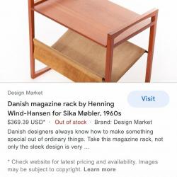 Danish Magazine small  table  by Sika Mobler for Henning Wind-Hansen 