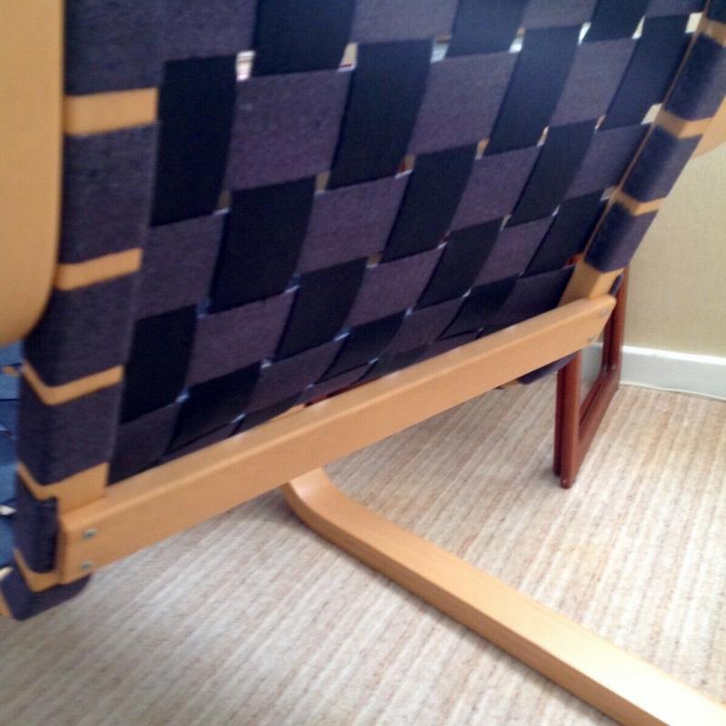 Alvar Aalto Original 406 model chair Blue/Black woven linen canvas 1960 vintage 