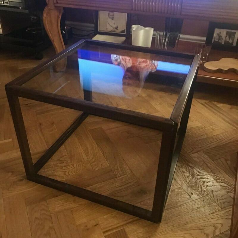 Kai Kristiansen Rosewood clear  glass cube coffee table 1960 beautiful item