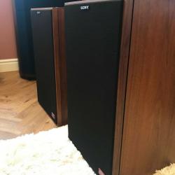 Sony APM-33 1981 ES 160W/6 ohms speakers light brown,WS-3300 Sony stands