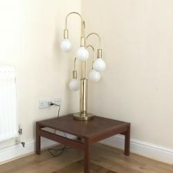 Brass table lamp : Robert Sonneman 5 globe light  brass side table 