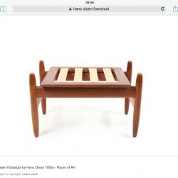 Frem Rojle for Poul Volther foot stool 1950 teak Rare item , original cushion .